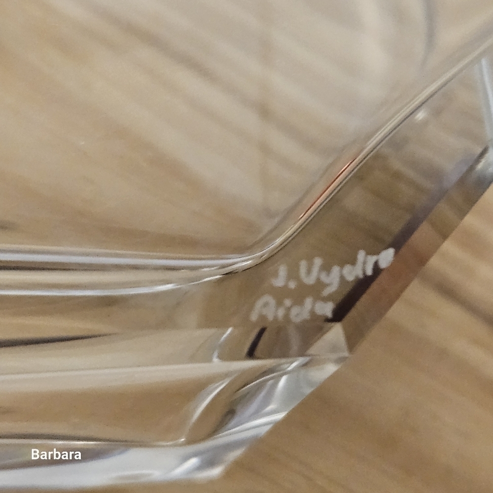 Aida Large Art Glass Perfume Bottle with Etched Lilies - Picture 6 of 9